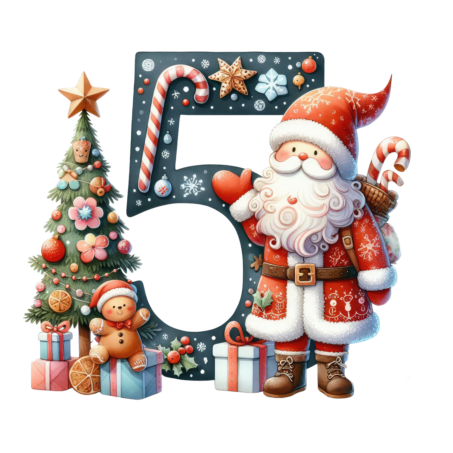 Customizable Clipart Santa Number Ornaments
