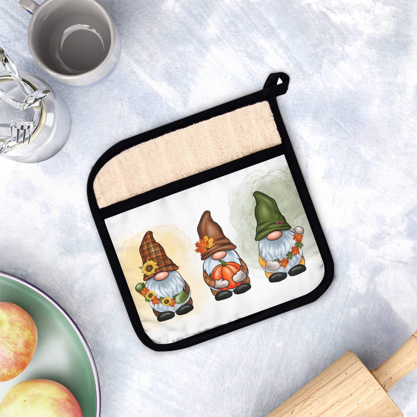 Fall Gnomes Pot Holder with Pocket