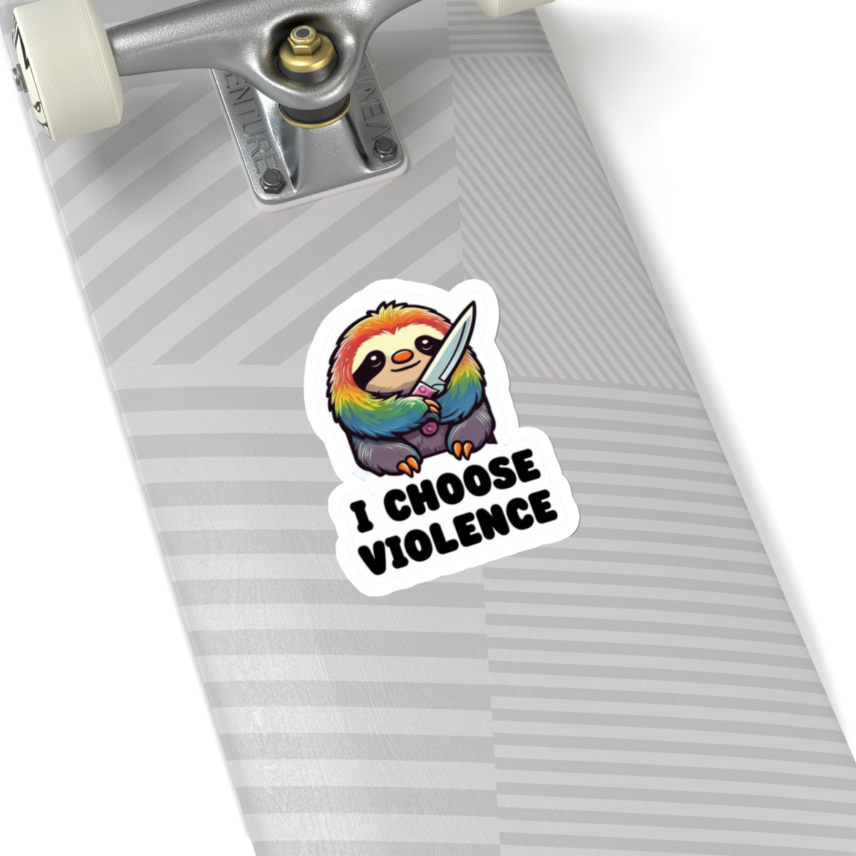 Funny Sloth Kiss-Cut Sticker - "I Choose Violence" - Cute and Quirky Decor for Laptops, Water Bottles, and More