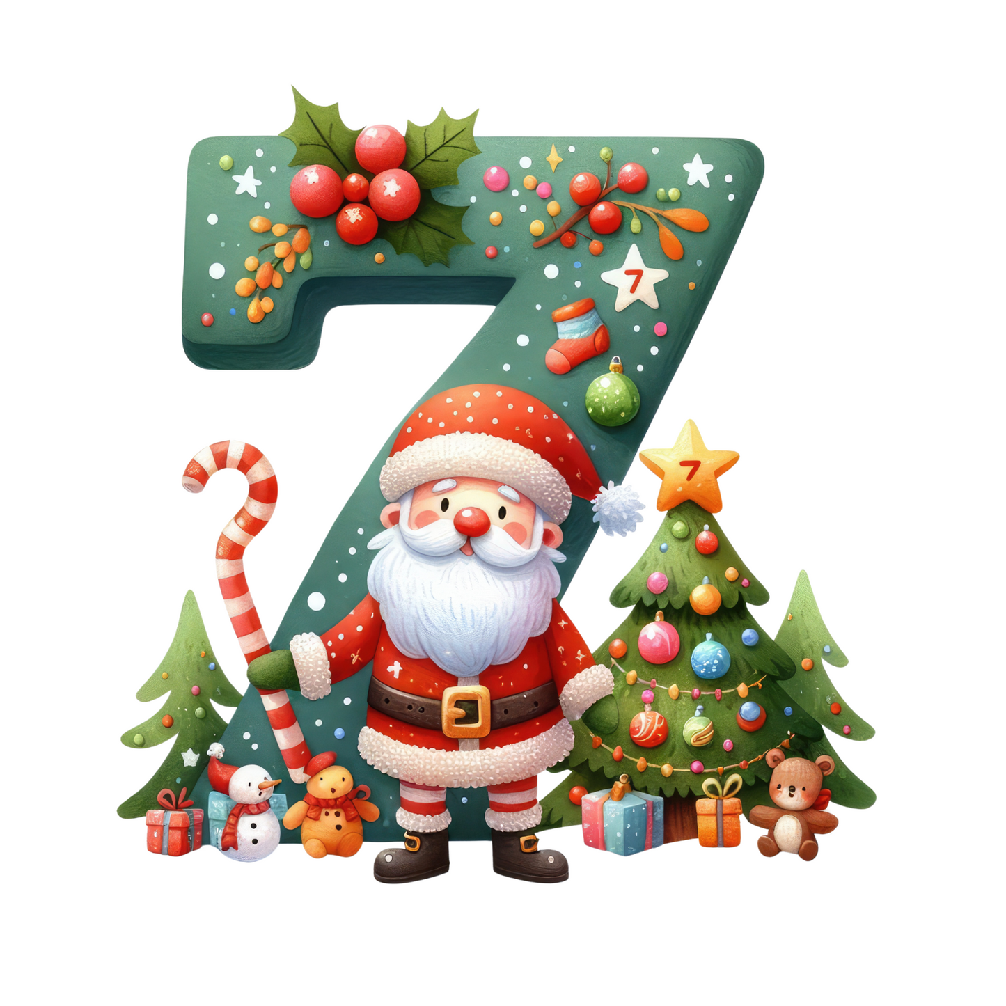 Customizable Clipart Santa Number Ornaments