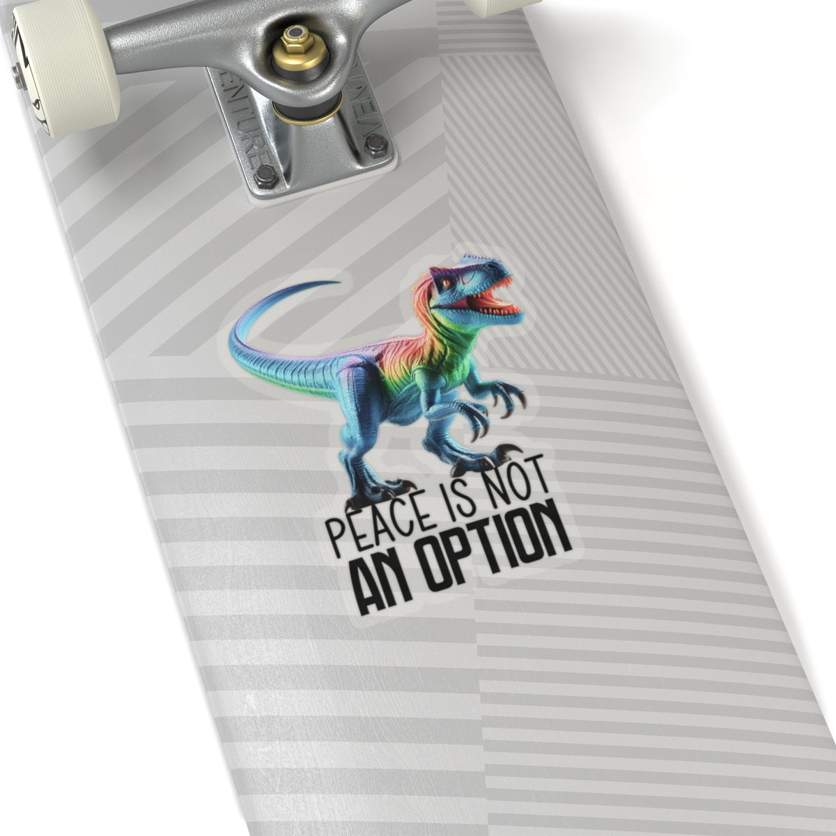 Rainbow Raptor Kiss-Cut Stickers - "Peace is Not an Option" for Fun Decor