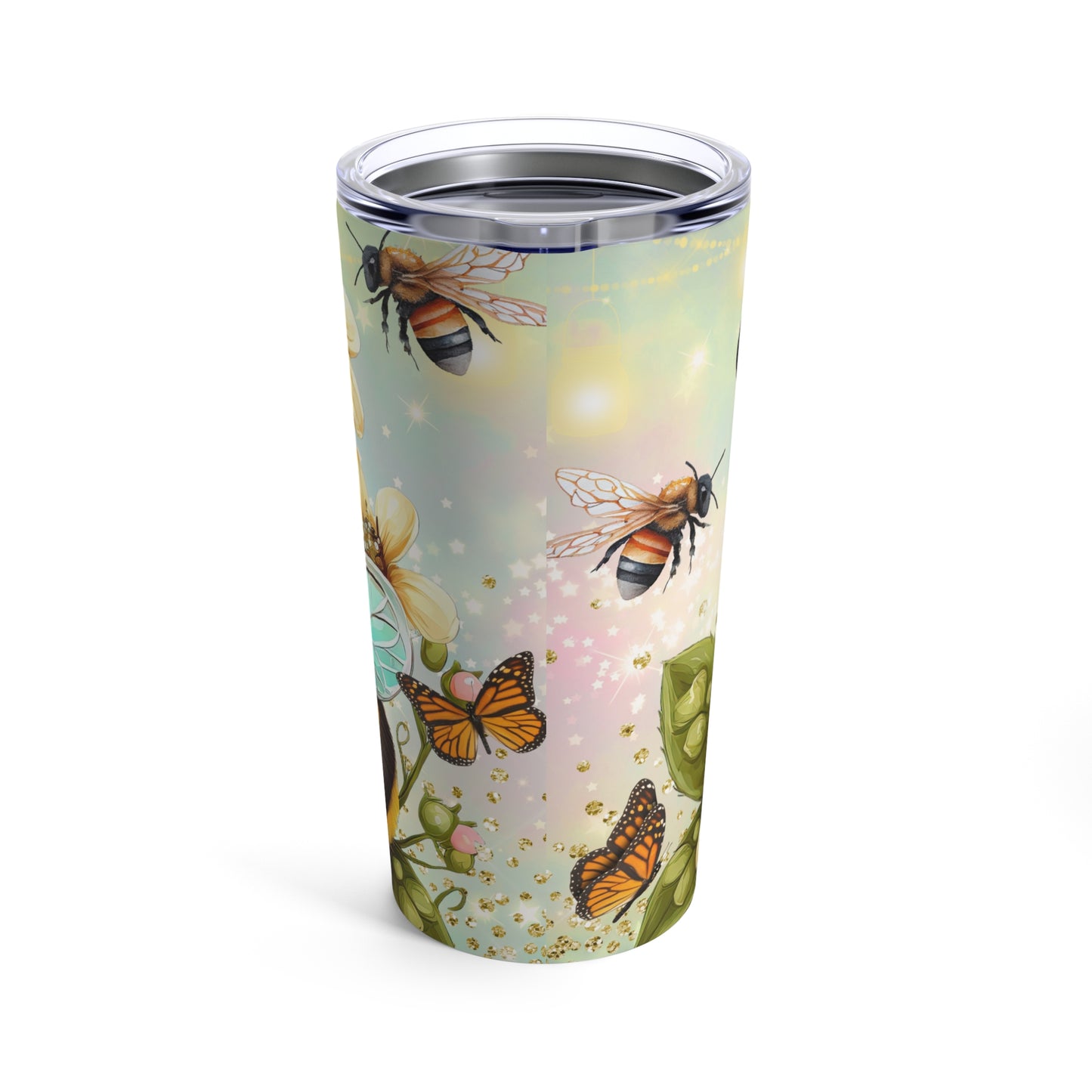 Cute Bee Skinny Steel Tumbler with Straw, 20oz