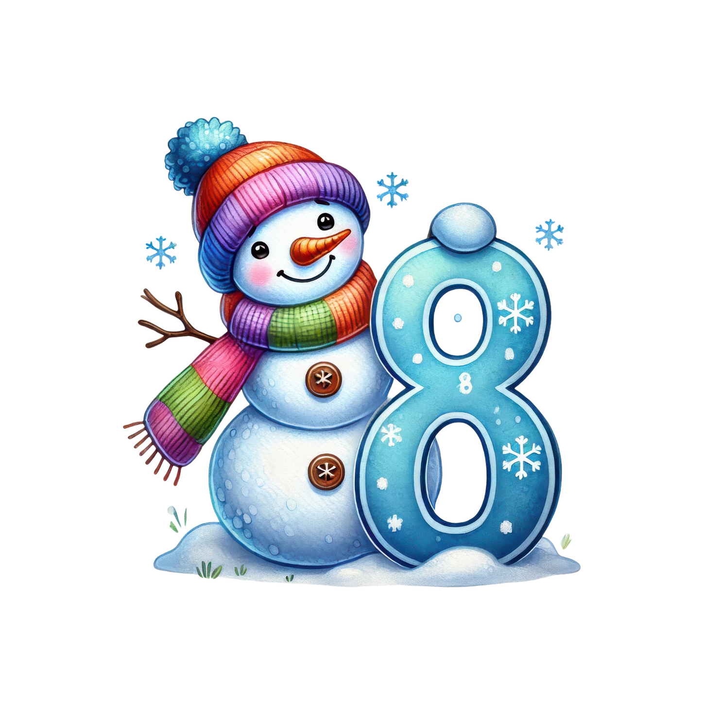 Customizable Cute Snowman Number Ornaments