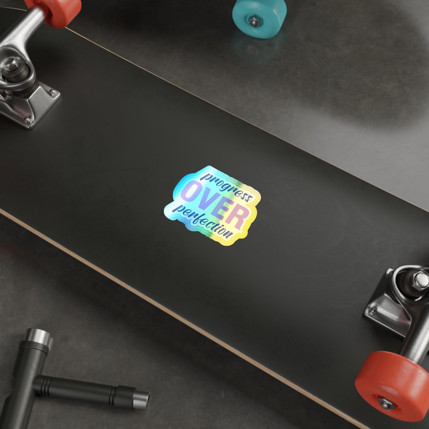 Holographic Die-Cut Stickers | 'Progress Over Perfection' Motivational Decals for Teens & Adults