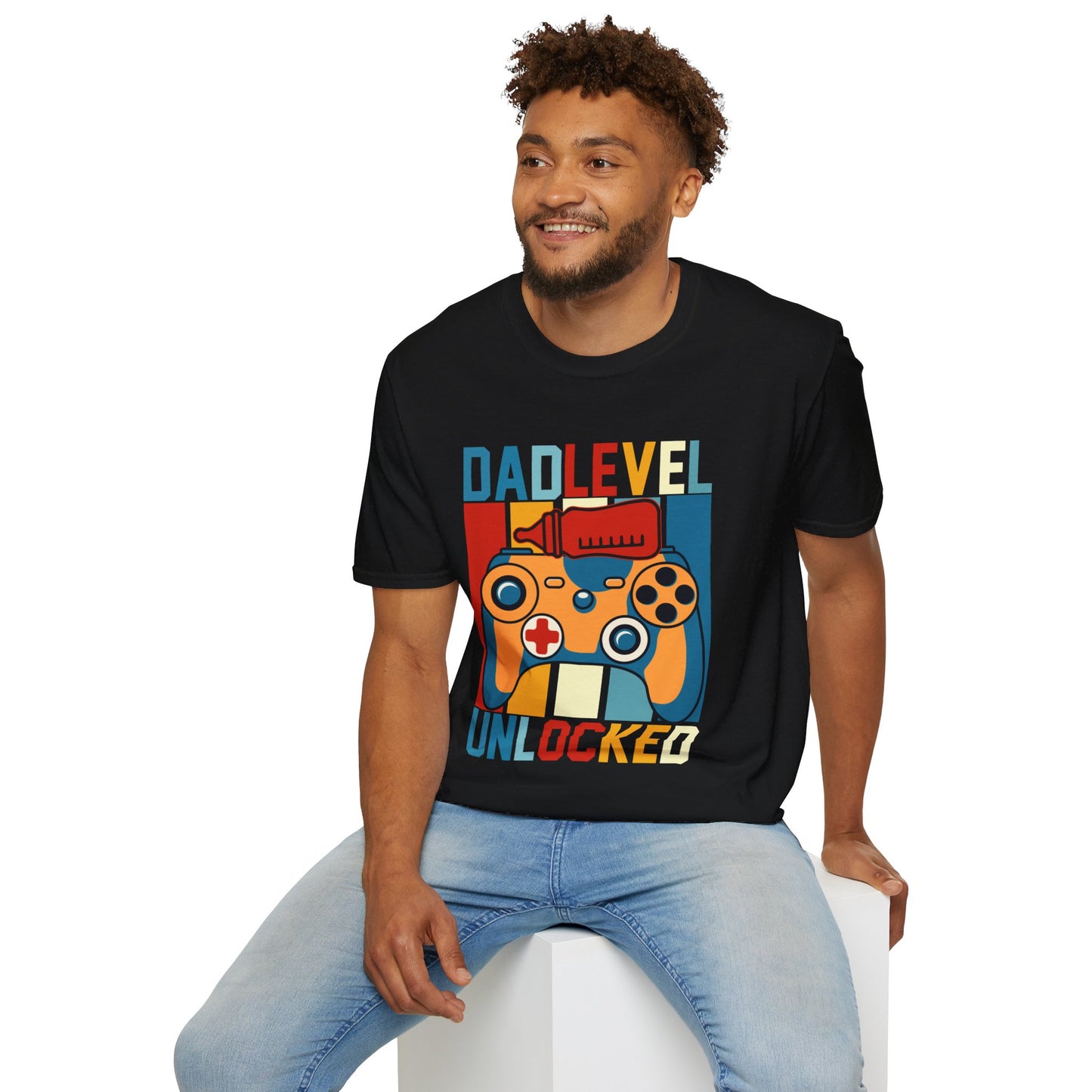 Dad Level Unlocked Unisex Softstyle T -Shirt