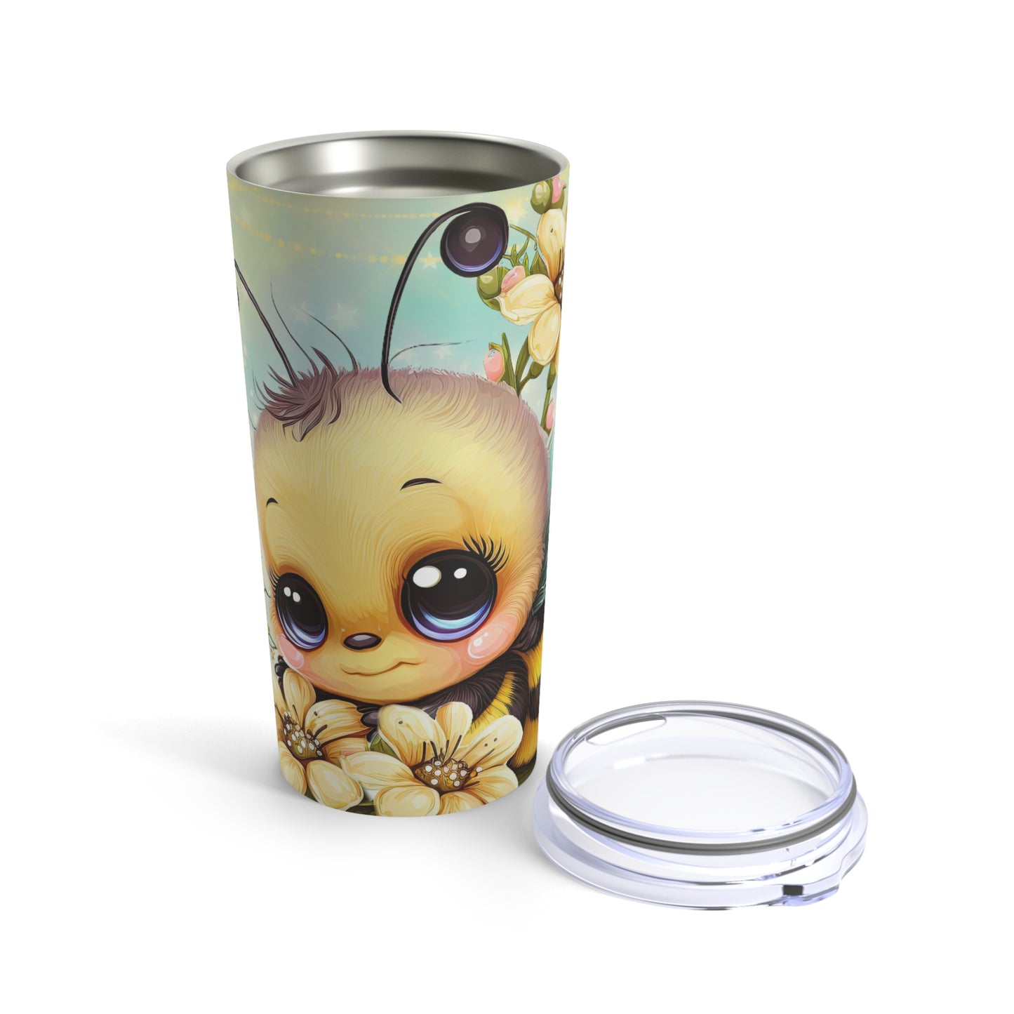 Cute Bee Skinny Steel Tumbler with Straw, 20oz