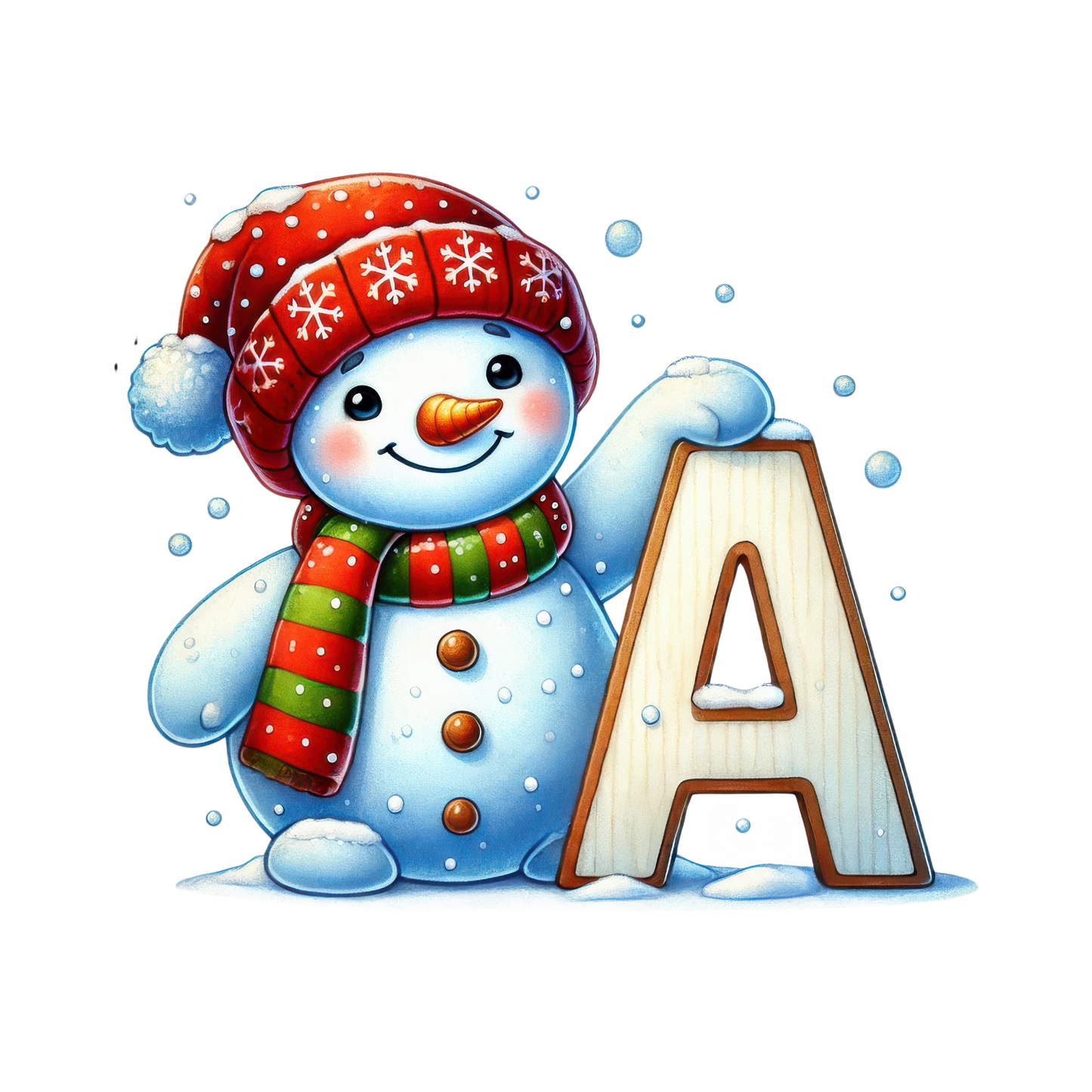 Customizable Cute Snowman Letter Ornaments