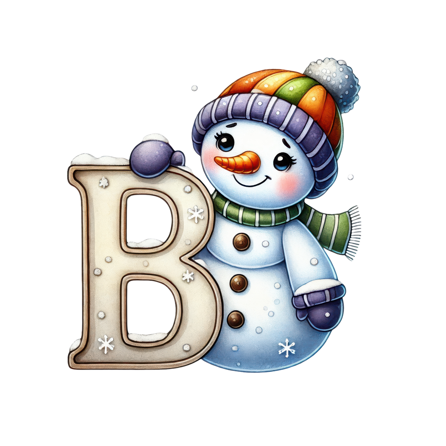Customizable Cute Snowman Letter Ornaments