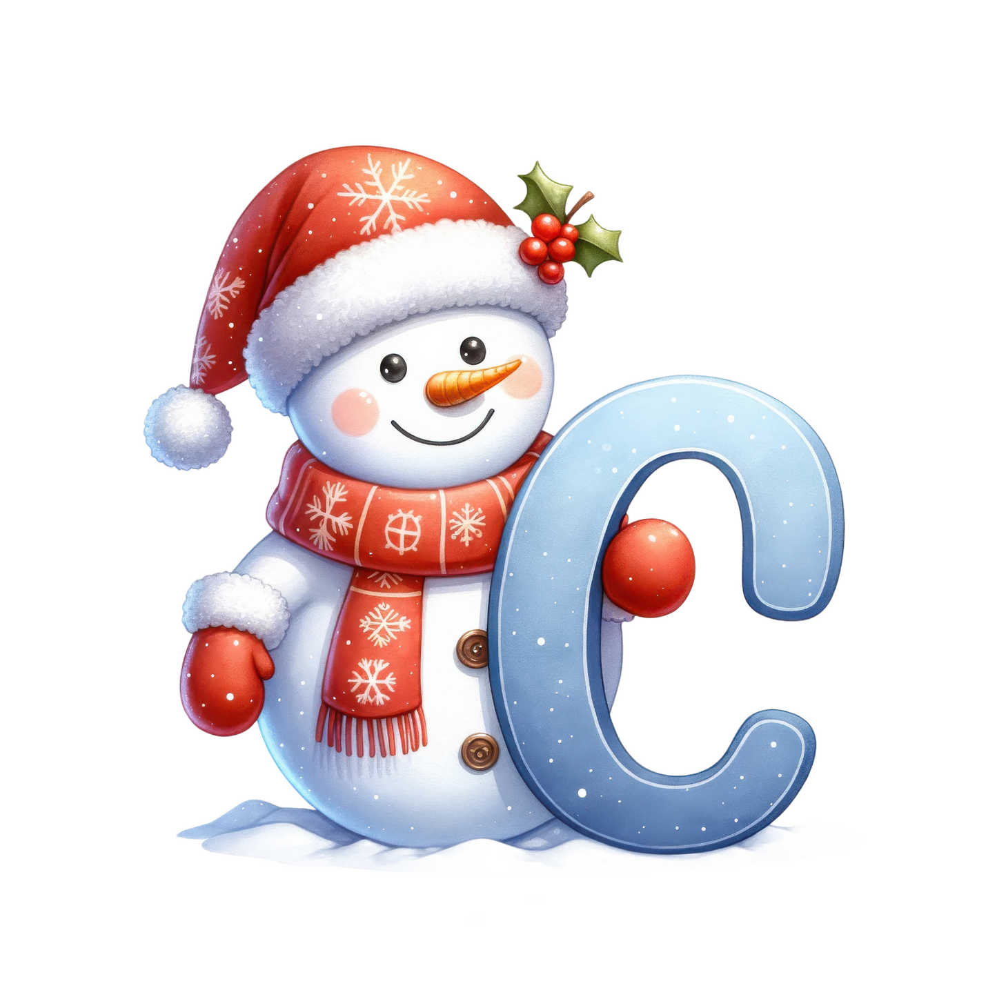 Customizable Cute Snowman Letter Ornaments
