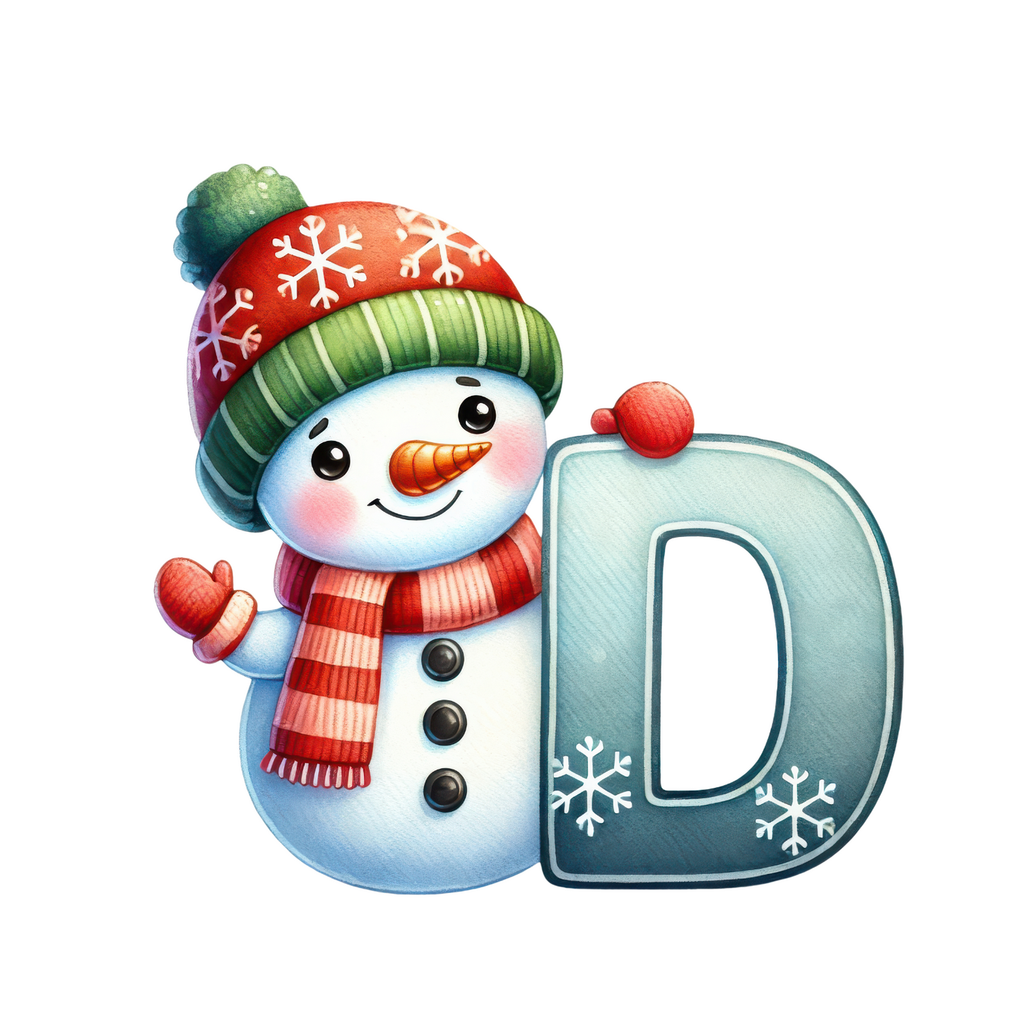 Customizable Cute Snowman Letter Ornaments