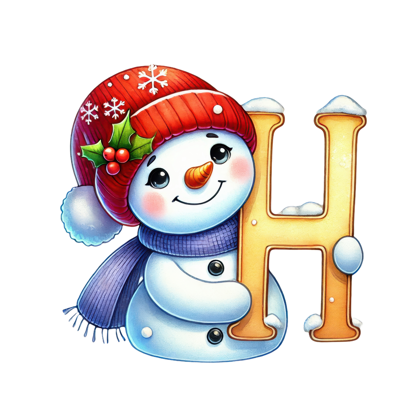 Customizable Cute Snowman Letter Ornaments
