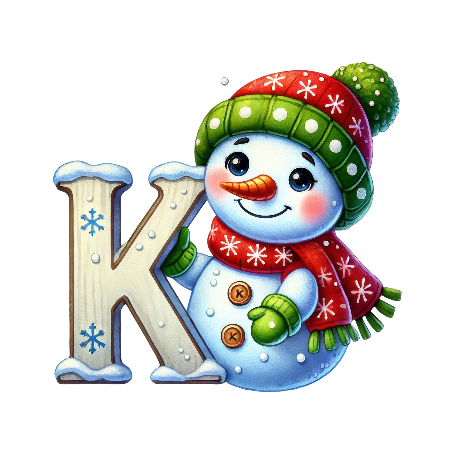 Customizable Cute Snowman Letter Ornaments