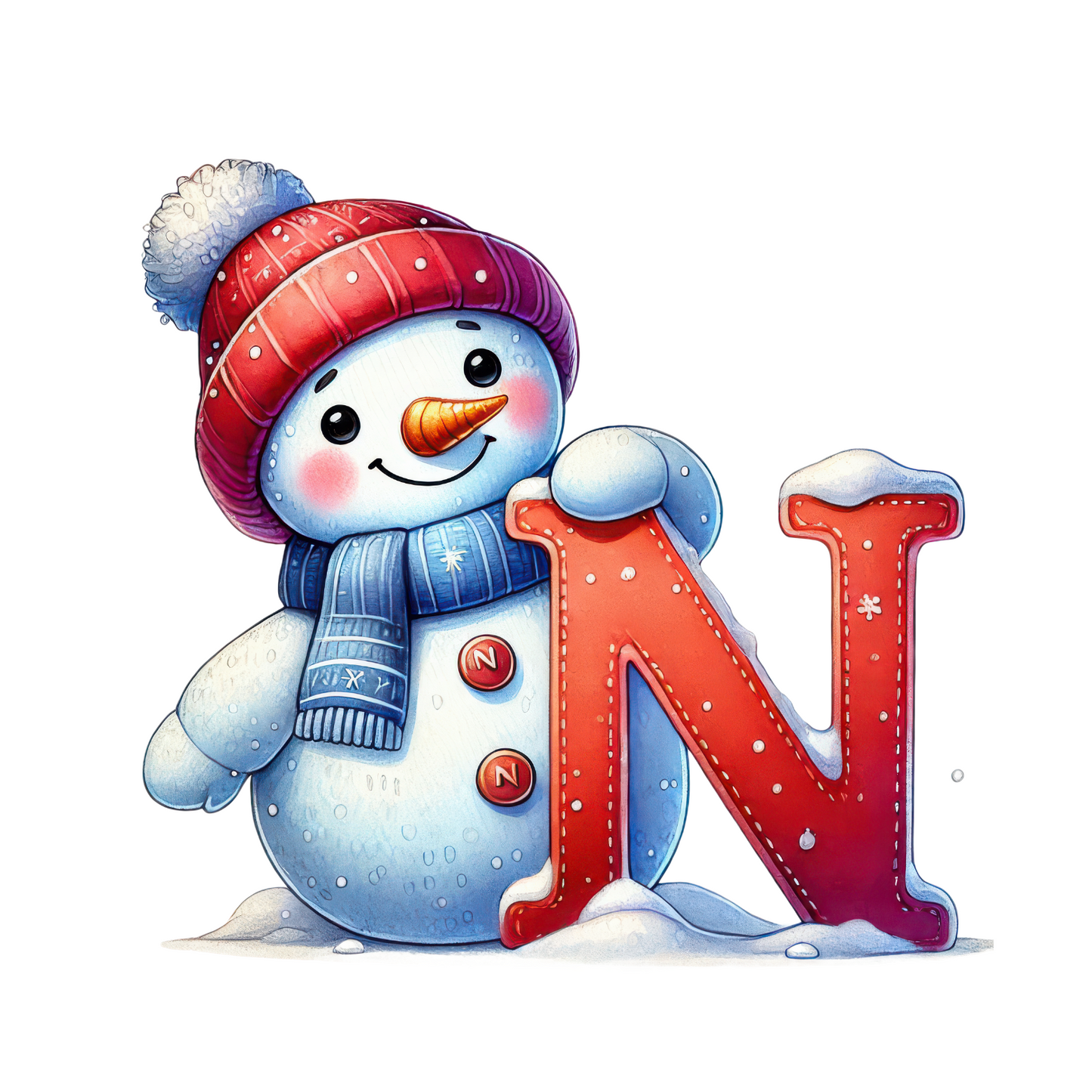 Customizable Cute Snowman Letter Ornaments
