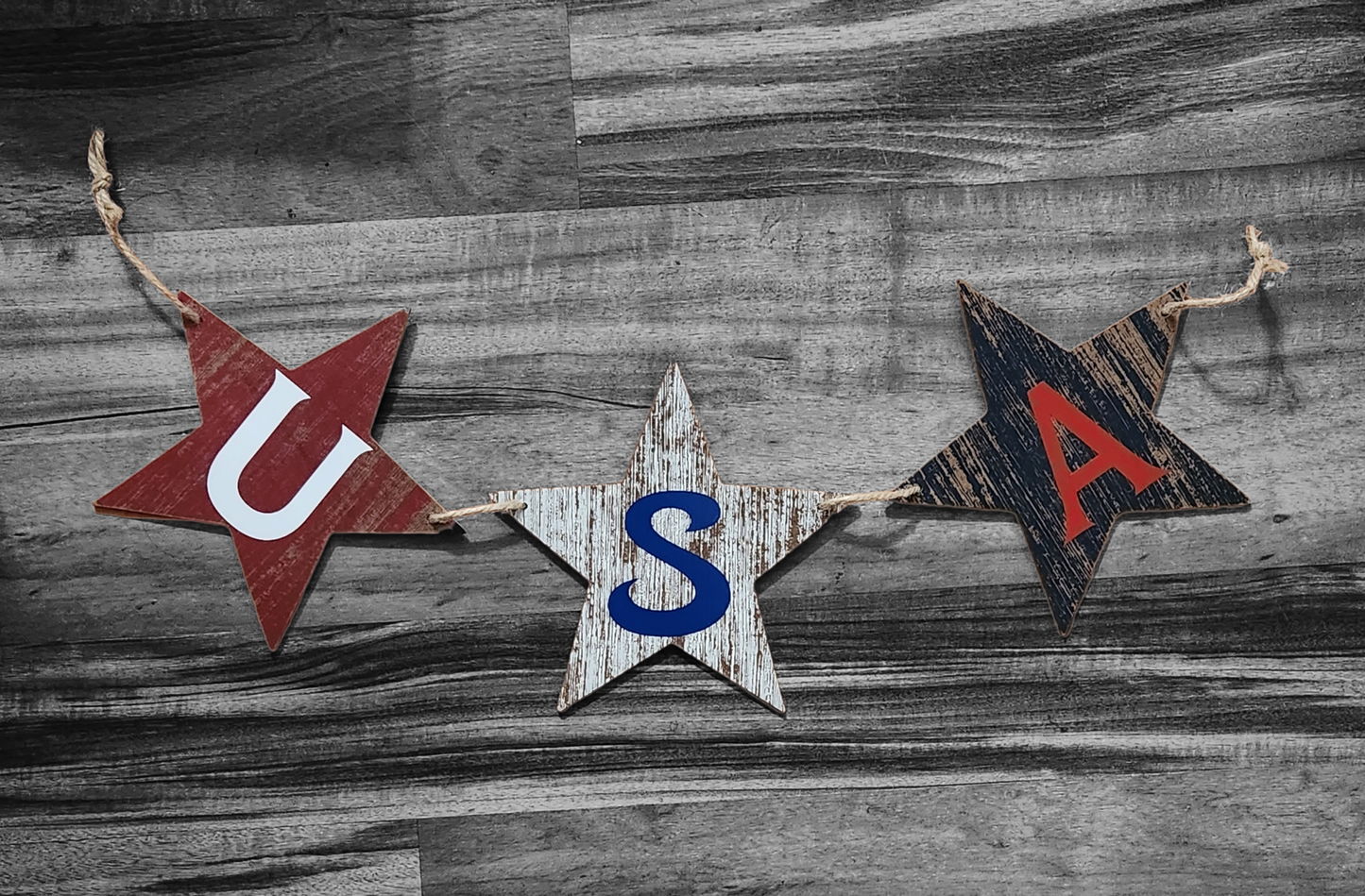 USA 3 Star Wood Hanging Banner