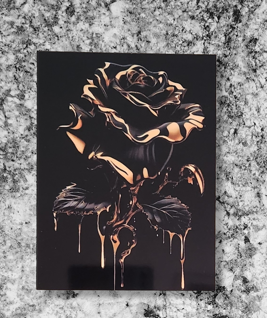 Black and Yellow Rose Metal Sign
