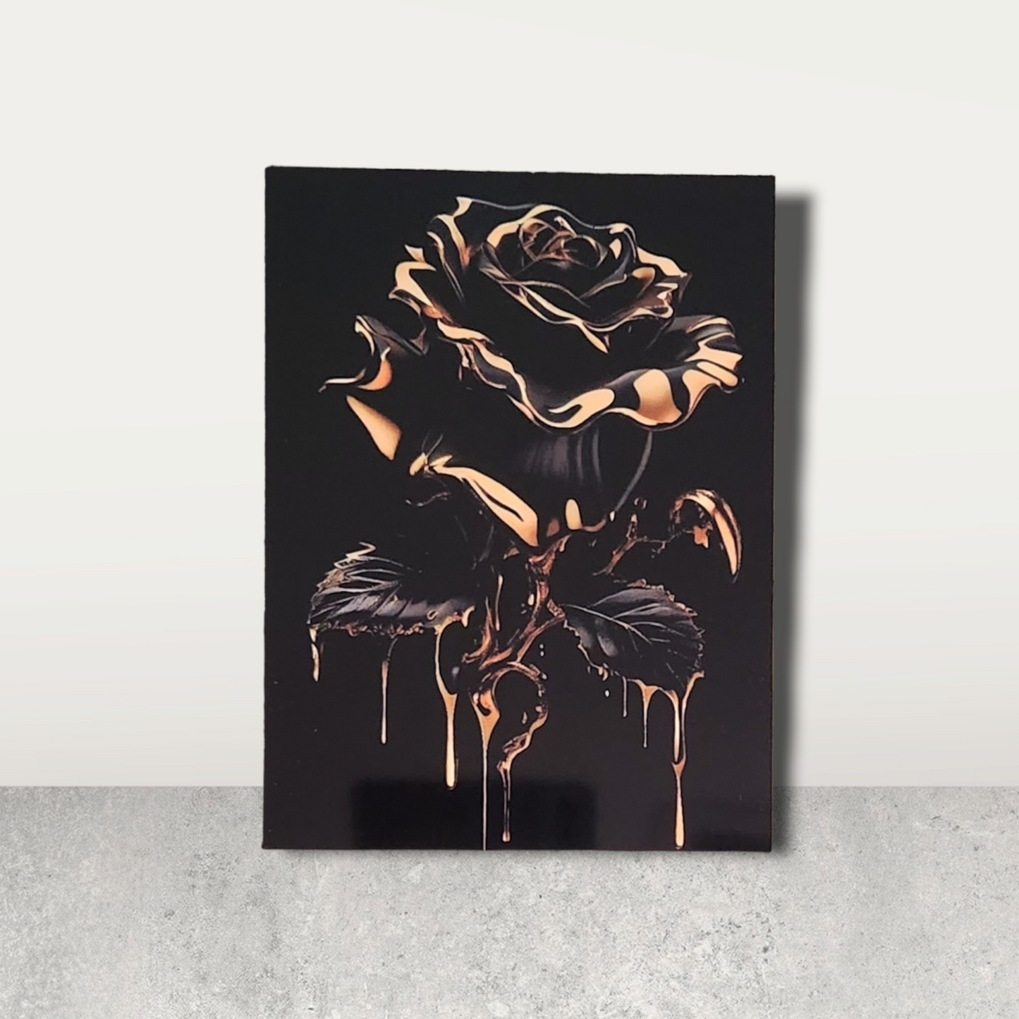 Black and Yellow Rose Metal Sign