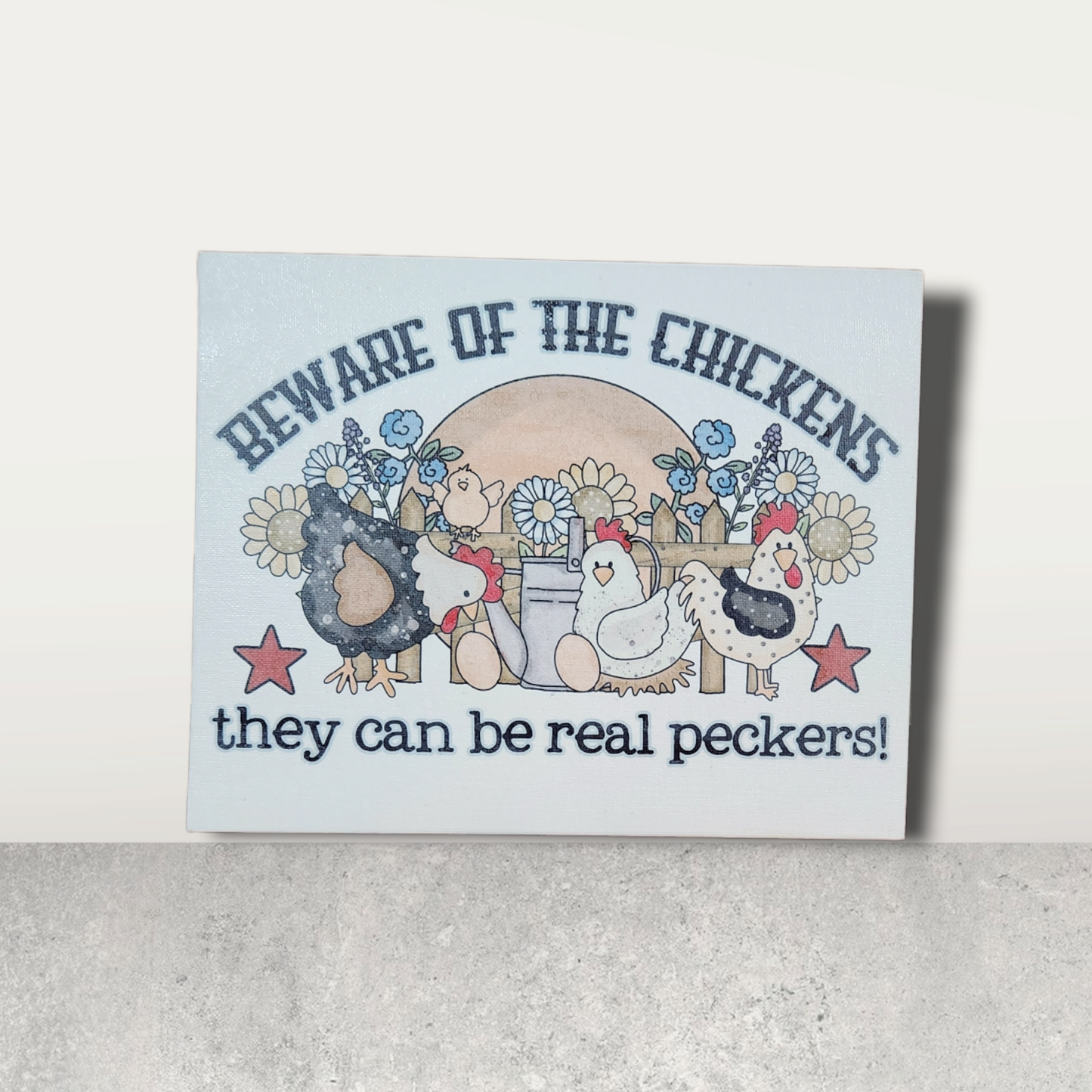Beware the Chickens Canvas Panel