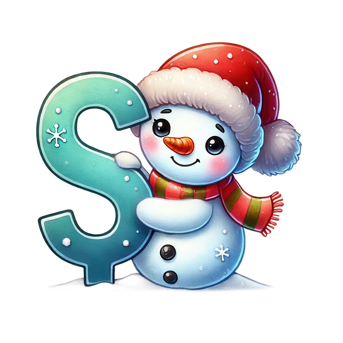 Customizable Cute Snowman Letter Ornaments