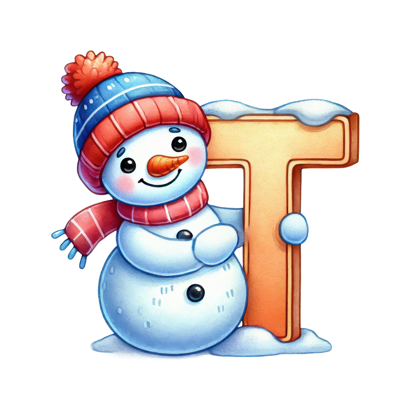 Customizable Cute Snowman Letter Ornaments