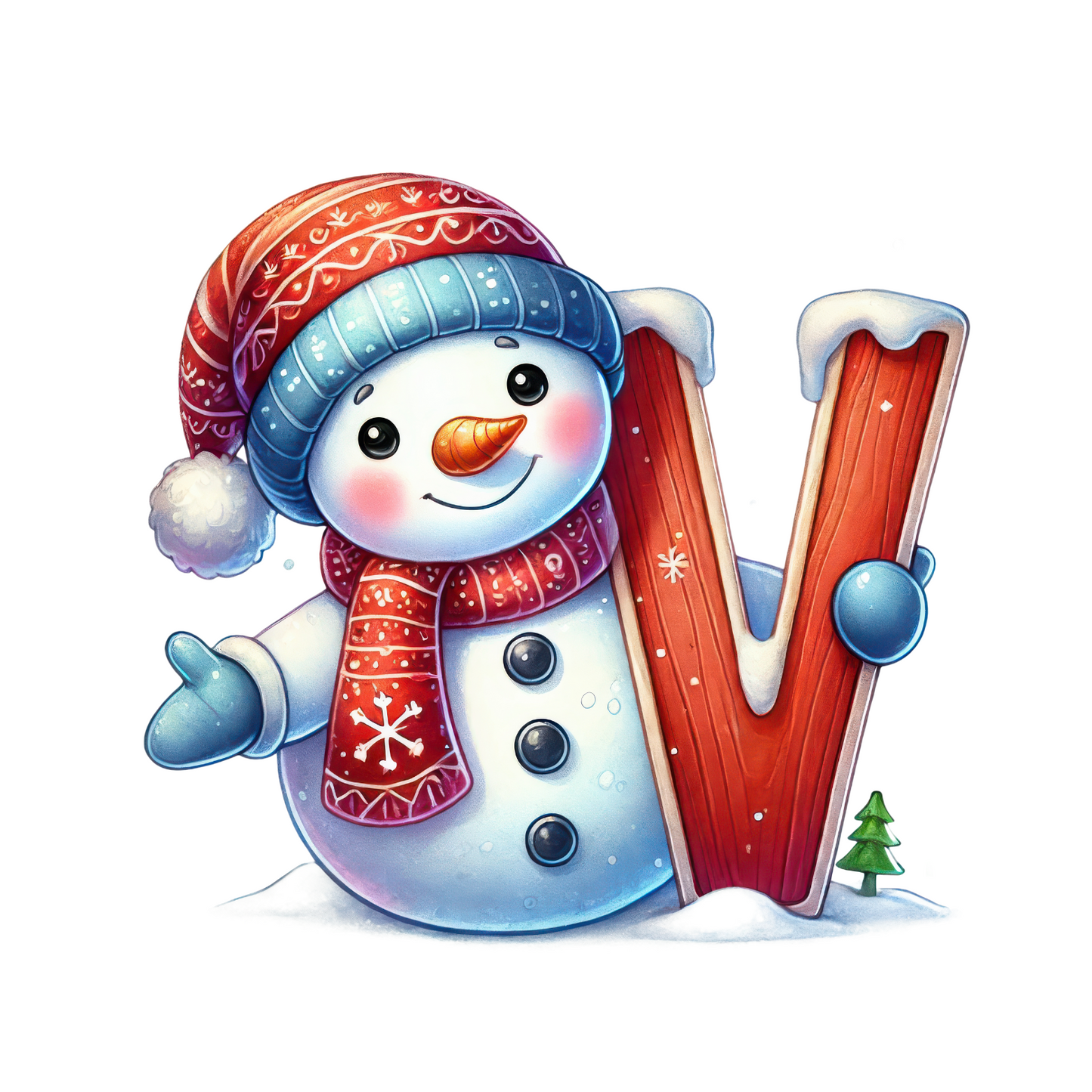 Customizable Cute Snowman Letter Ornaments