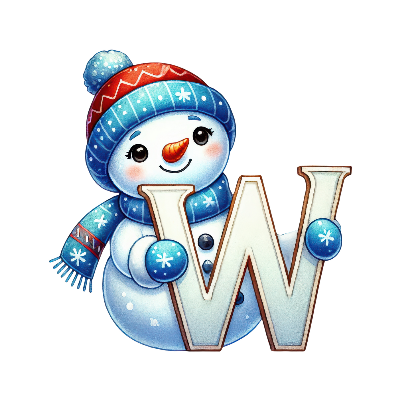 Customizable Cute Snowman Letter Ornaments