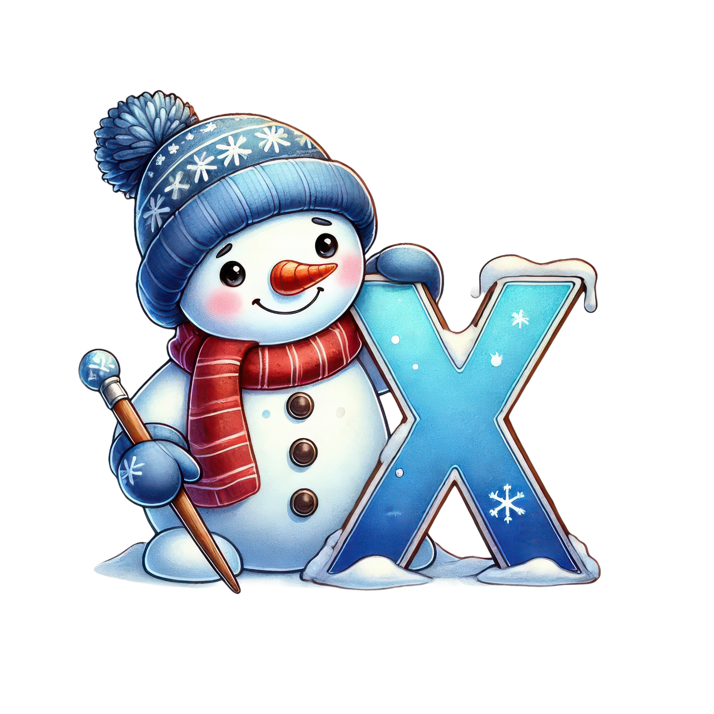 Customizable Cute Snowman Letter Ornaments