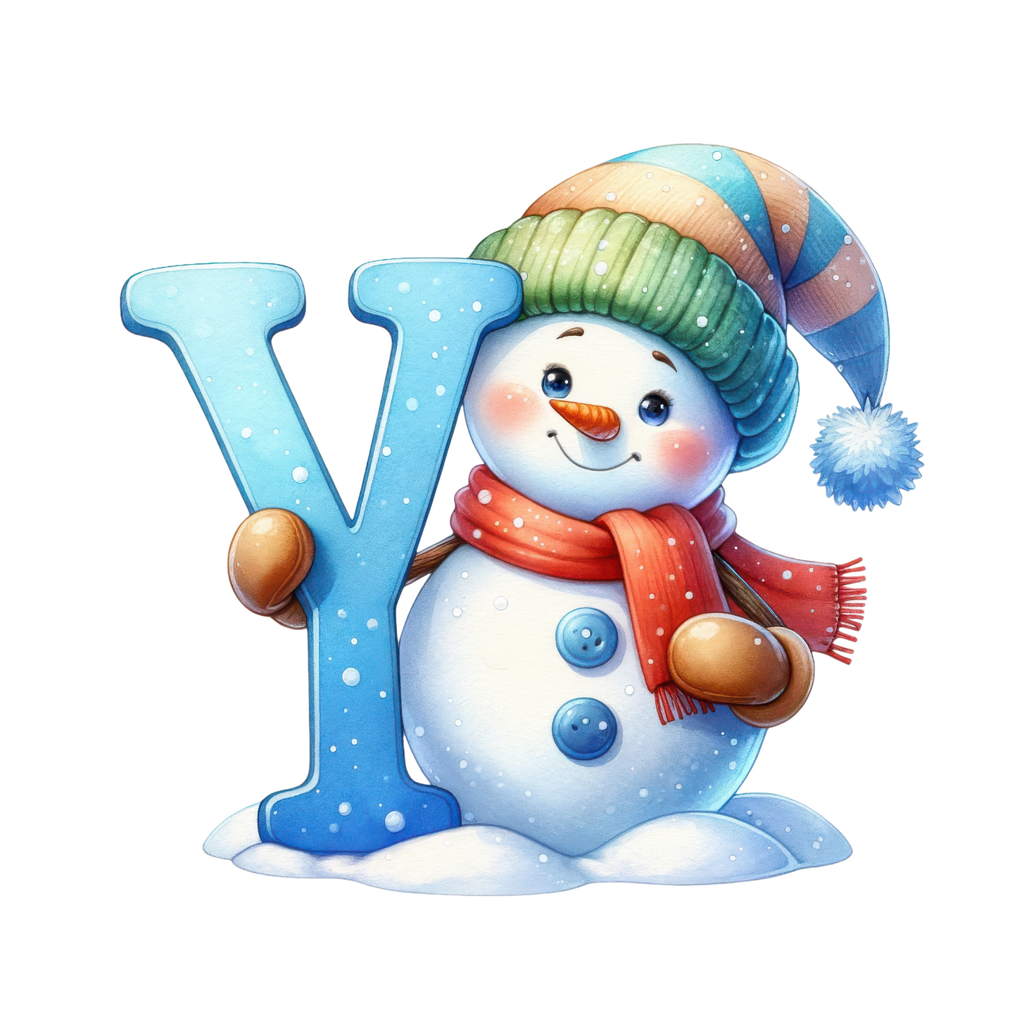 Customizable Cute Snowman Letter Ornaments