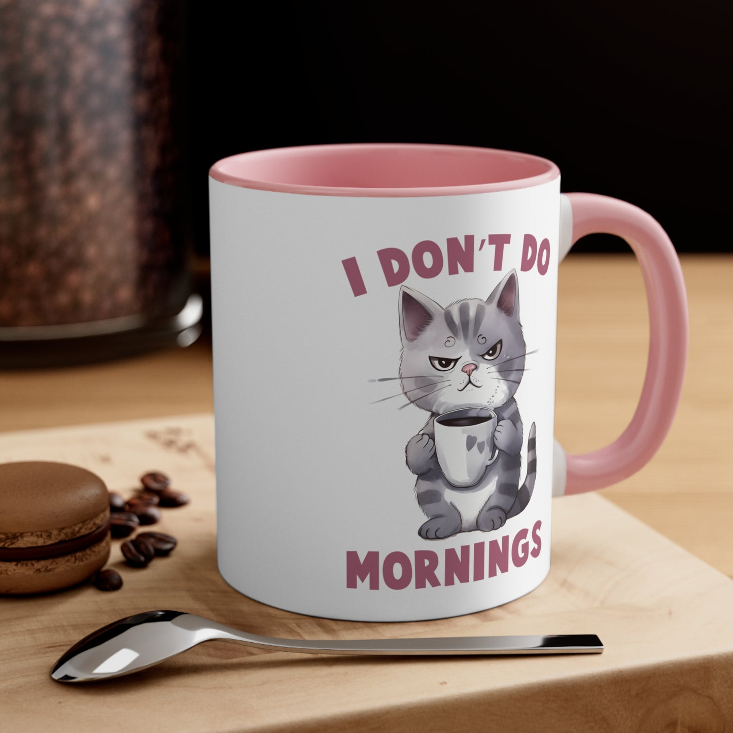 I Don't Do Morning Cat Accent Coffee Mug, 11oz