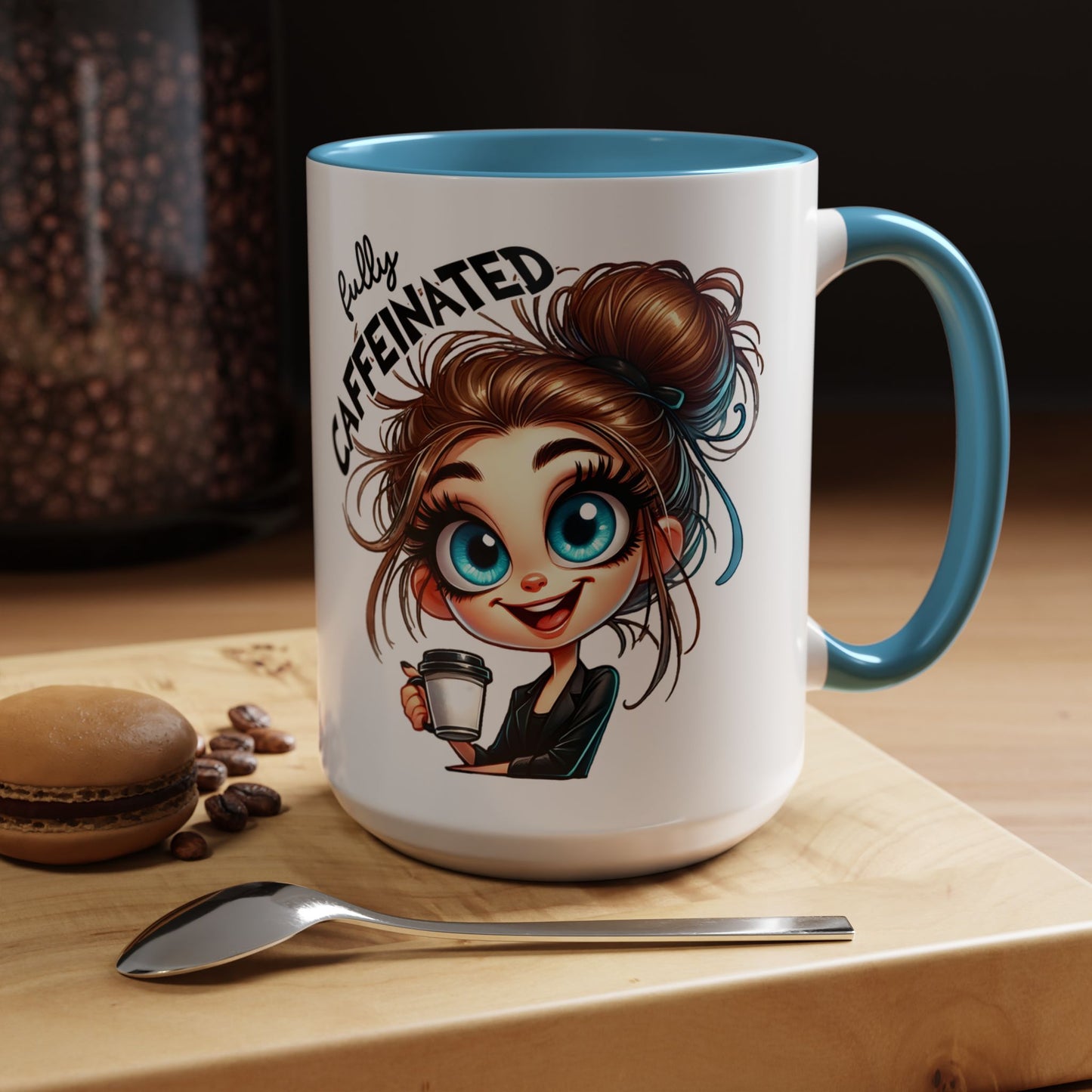 Fully Caffeinated Girl Coffee Mug | Accent Coffee Mug 15oz