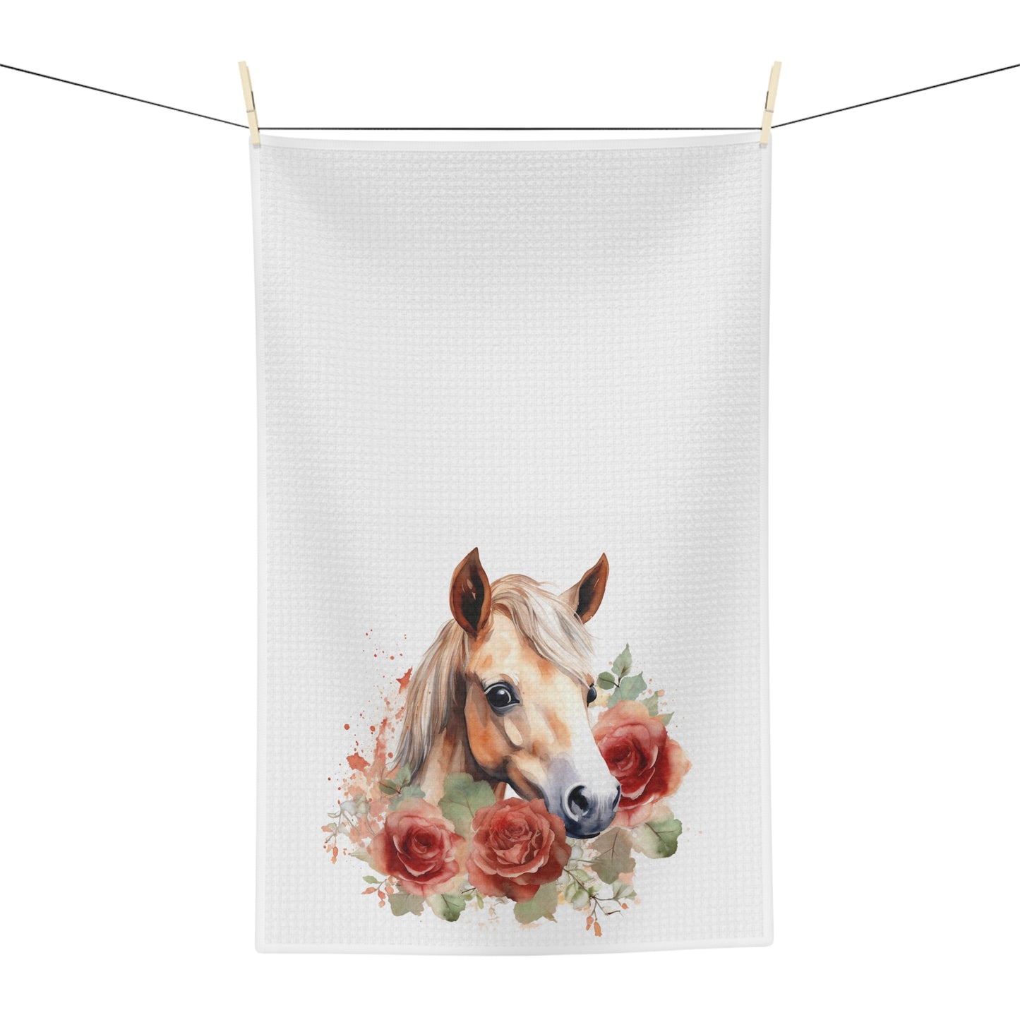 Horse with flowers Soft Tea Towel