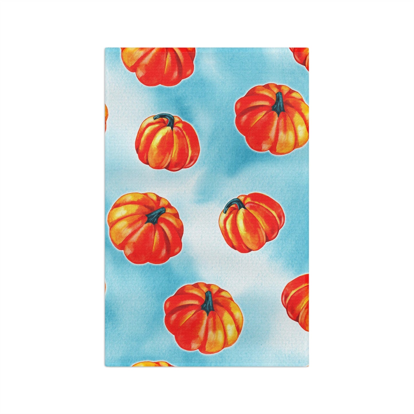 Pumpkins on Aqua background Soft Tea Towel