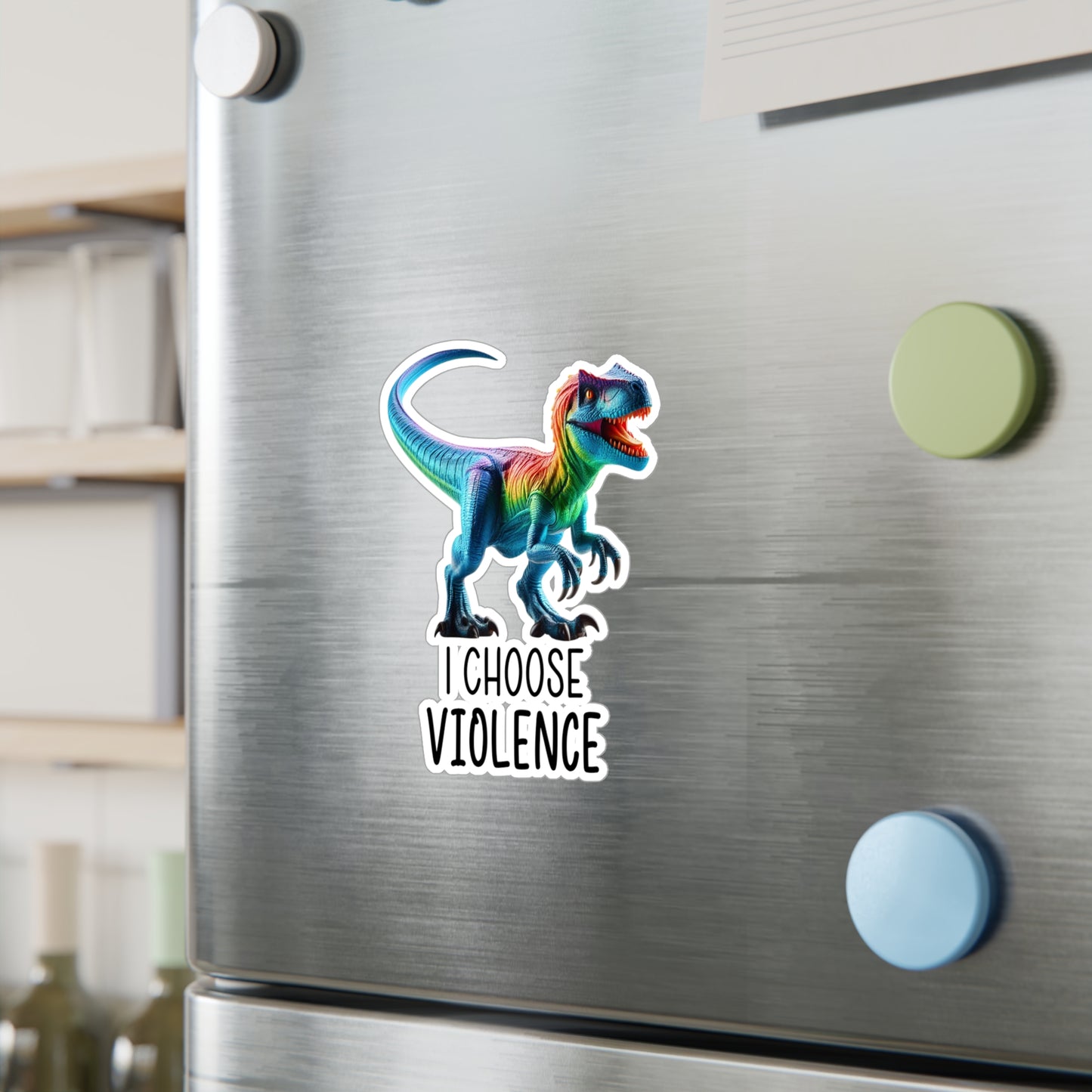 Rainbow Raptor Vinyl Sticker - 'I Choose Violence' Decal for Fun Decor and Gifts