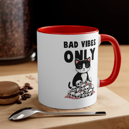 Bad Vibes Cat Accent Coffee Mug, 11oz