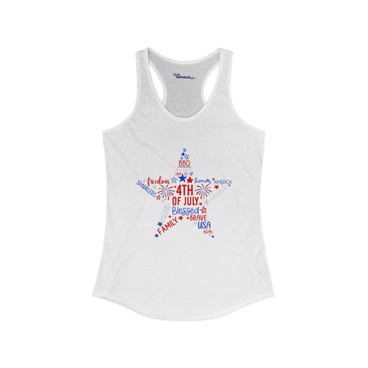 4th July Star Women's Ideal Racerback Tank