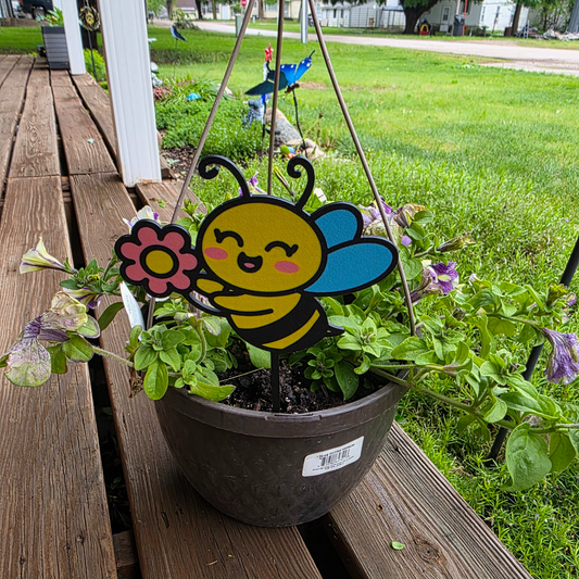 Bee with Flower Plant Stake