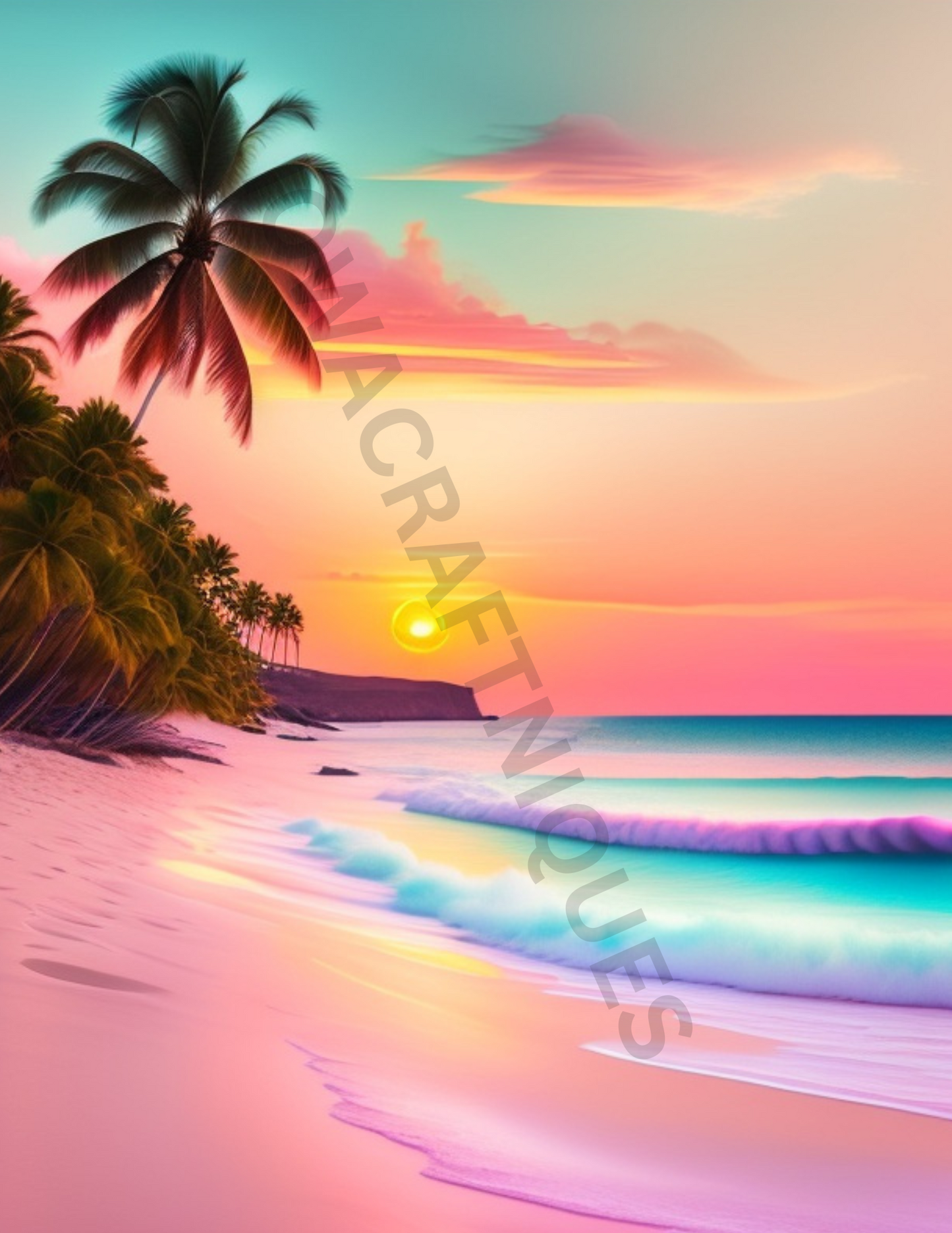 Pastel Beach and Palm Trees download