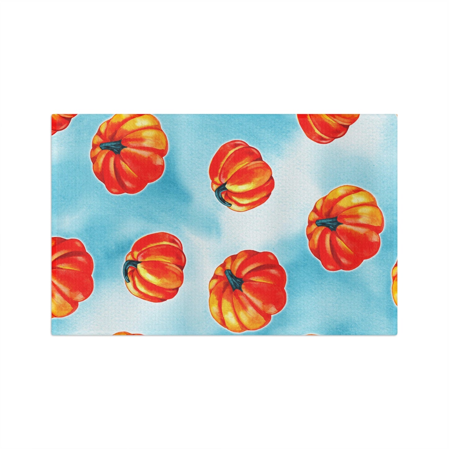 Pumpkins on Aqua background Soft Tea Towel