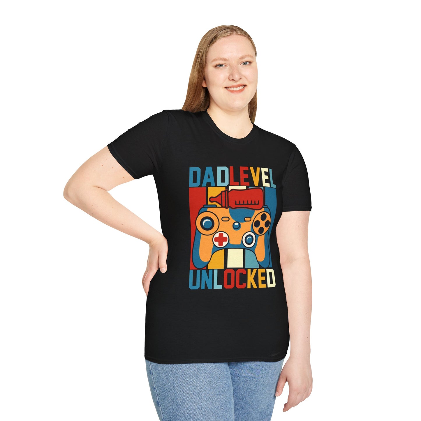 Dad Level Unlocked Unisex Softstyle T -Shirt