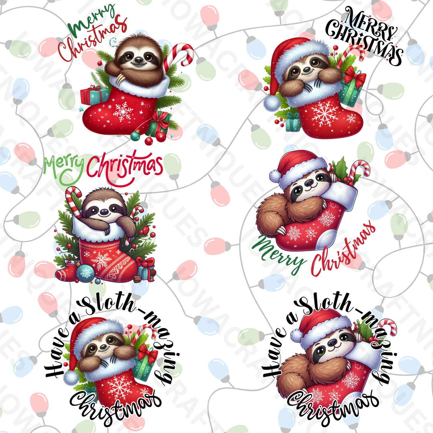 Cute Christmas Sloths Digital