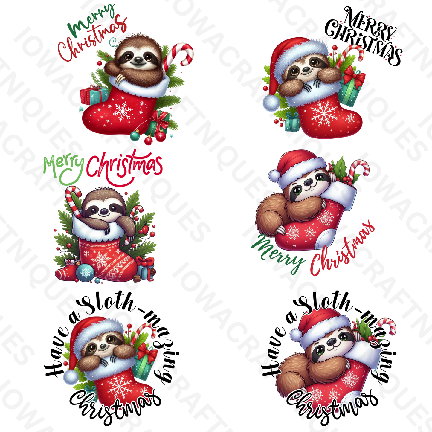 Cute Christmas Sloths Digital