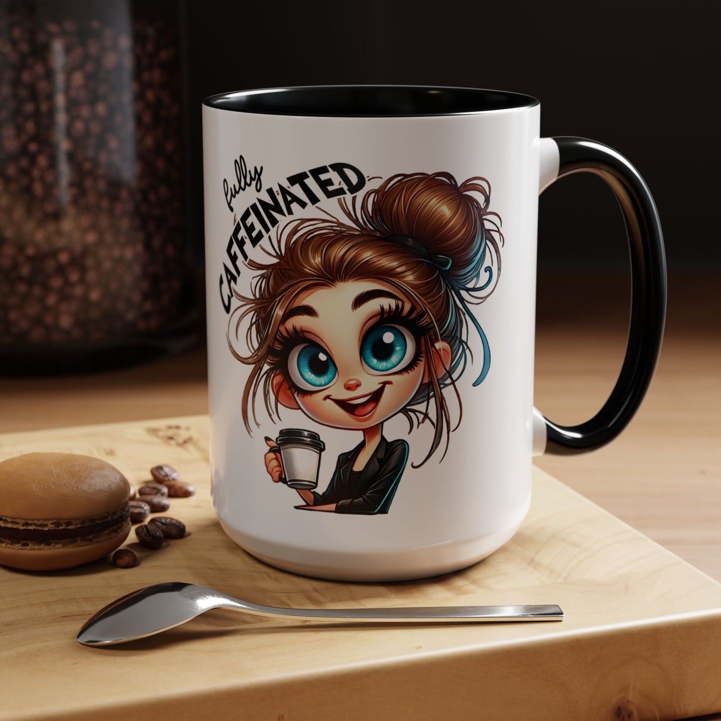 Fully Caffeinated Girl Coffee Mug | Accent Coffee Mug 15oz