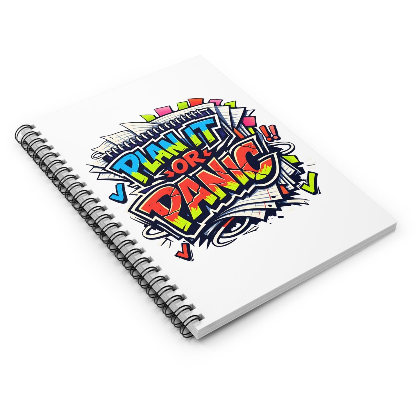 Plan It or Panic Spiral Notebook — Colorful Motivational Planner Journal (Ruled)