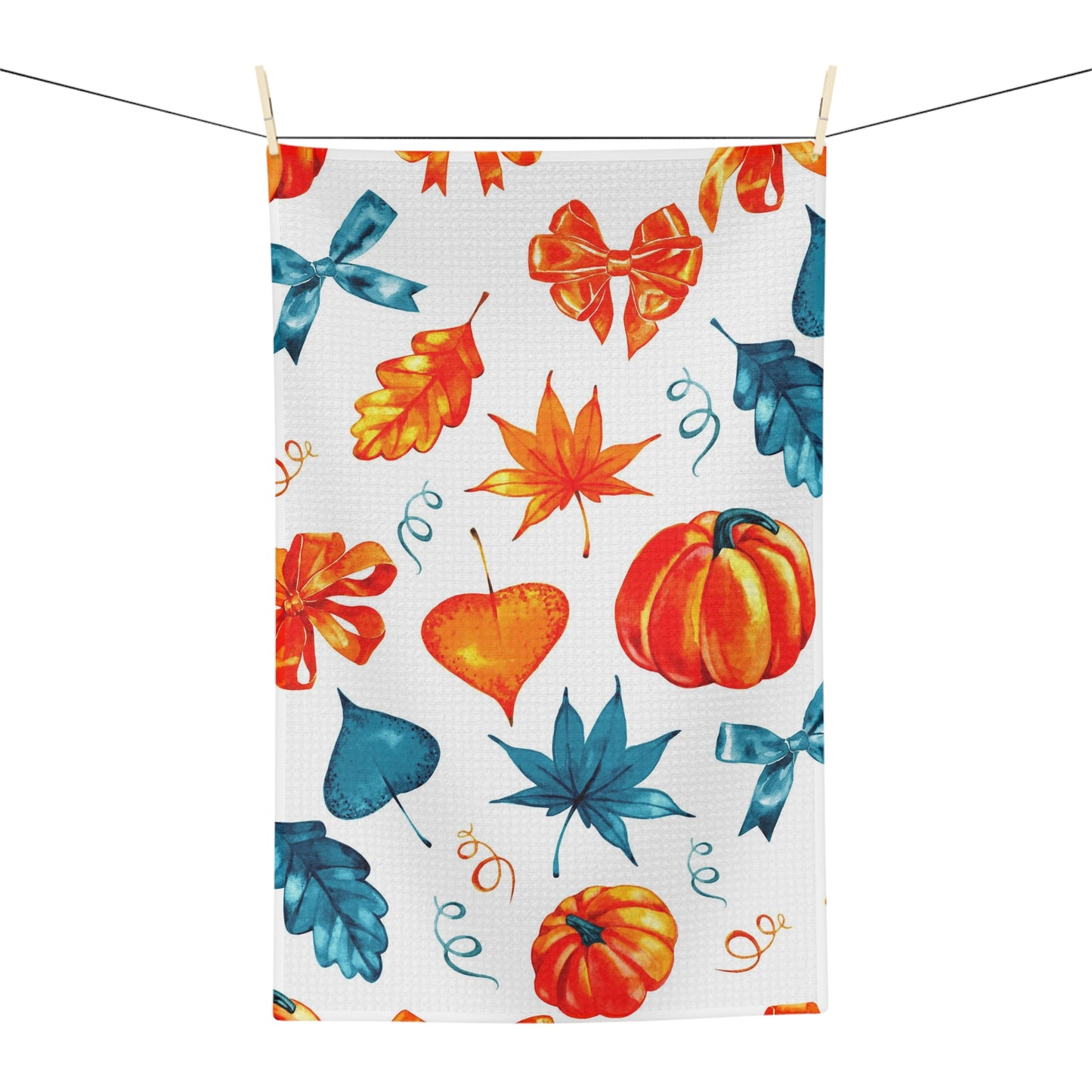 Orange and Aqua Fall Soft Tea Towel