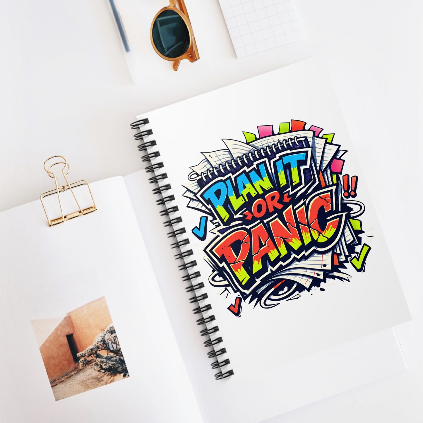 Plan It or Panic Spiral Notebook — Colorful Motivational Planner Journal (Ruled)