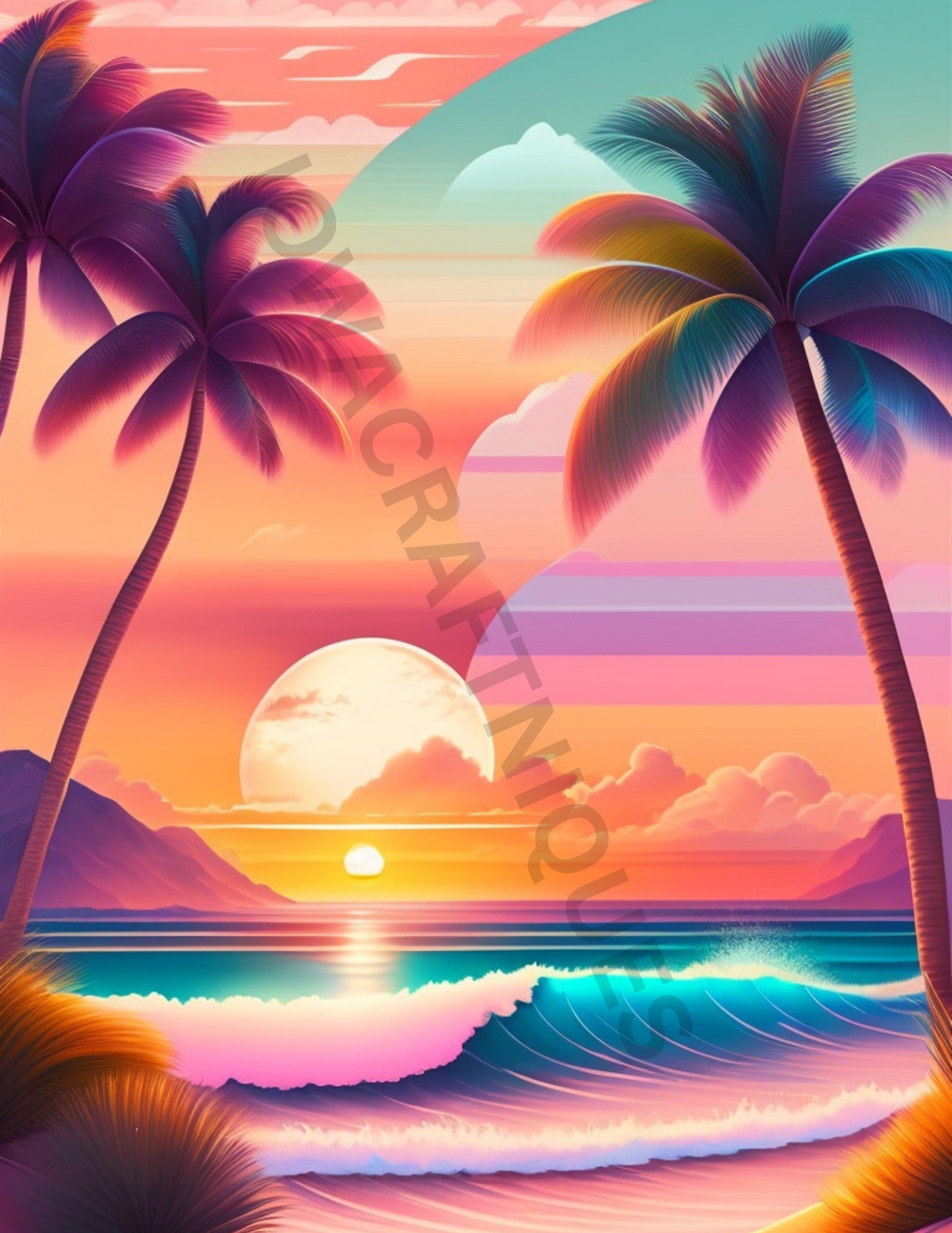 Pastel Beach and Palm Trees download