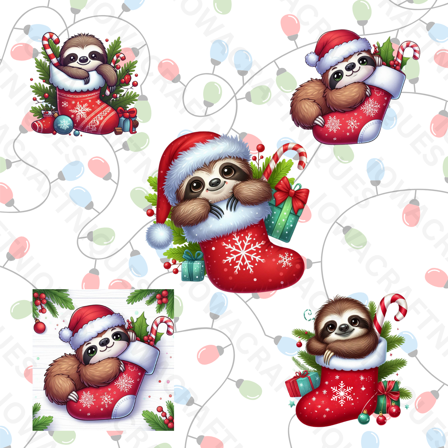 Cute Christmas Sloths Digital