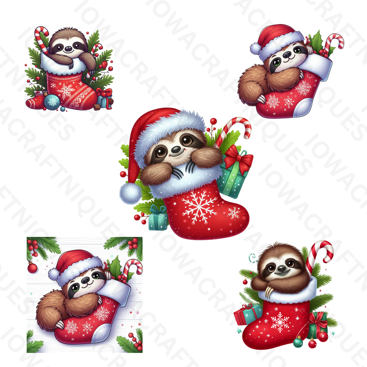 Cute Christmas Sloths Digital