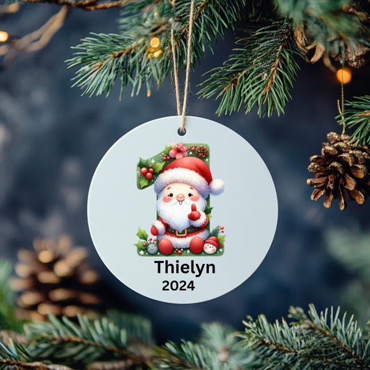 Customizable Clipart Santa Number Ornaments