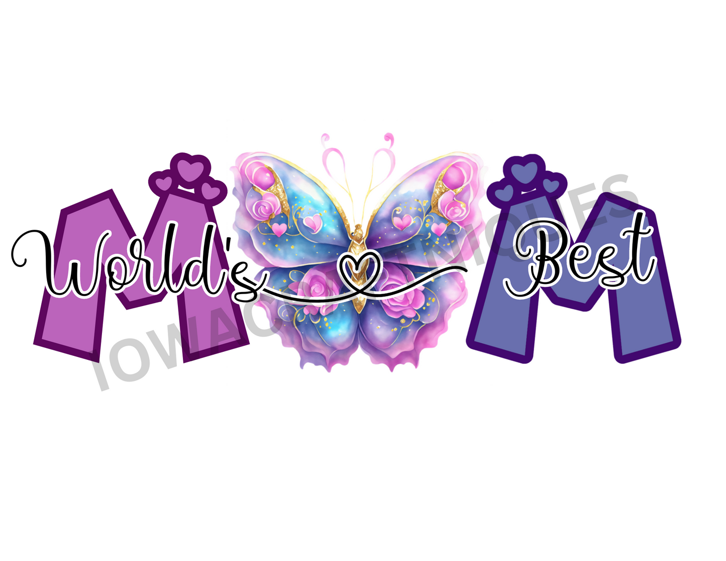 World's Best Mom purple/blue/pink Butterfly