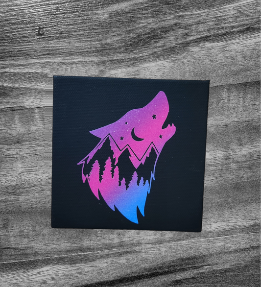 Wolf on canvas panel